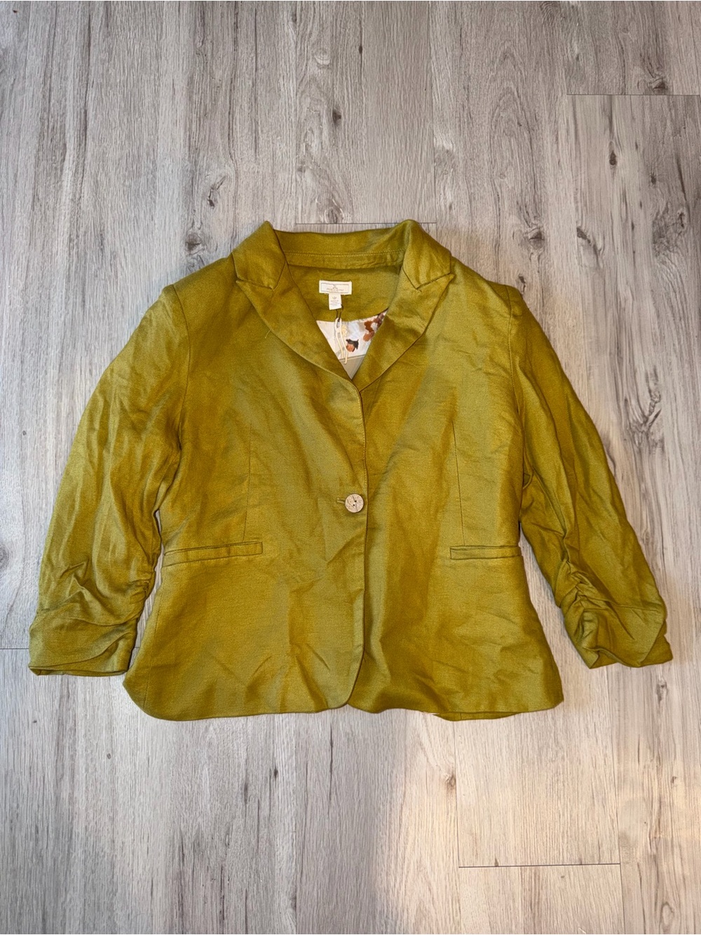Jules & Leopold Olive Green Single-Button Linen-Blend Blazer